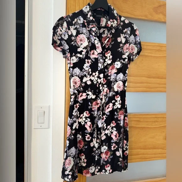 Olivaceous Floral Dance Romantic Silk Sundress Polo Mini Dress New Preppy Date - Picture 3 of 12